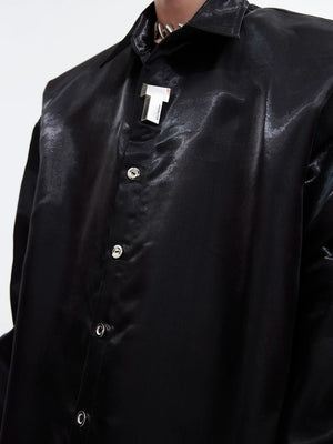 Liquid-Light Oversized Shoulder-Pad Shirt - main image 3