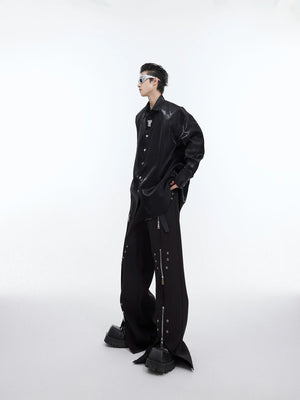 Liquid-Light Oversized Shoulder-Pad Shirt - main image 5