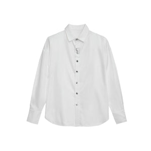 Liquid-Light Oversized Shoulder-Pad Shirt - White