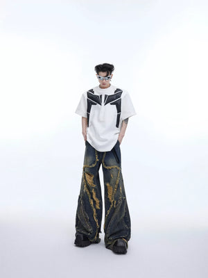 3D Relief Spliced Oversized T-Shirt | Unisex Streetwear - main image 3