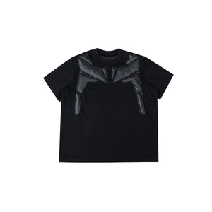 3D Relief Spliced Oversized T-Shirt | Unisex Streetwear - Black