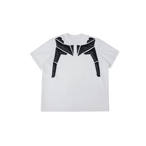 3D Relief Spliced Oversized T-Shirt | Unisex Streetwear - White
