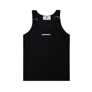 Metal-Trim Fitted Tank Vest | Unisex Streetwear - Black