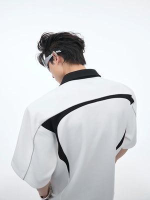 Color-Blocked Deconstructed Polo Tee | Relaxed Fit - main image 4