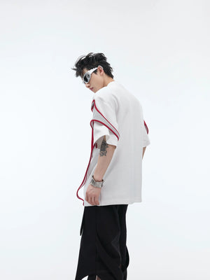 Deconstructed Layered Shoulder-Pad Tee | Streetwear - main image 5