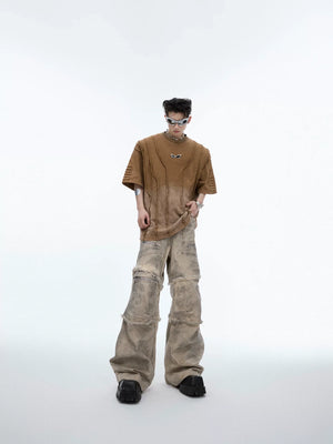 Grey-Beige Washed Detachable Cargo Pants | Relaxed Fit - main image 3