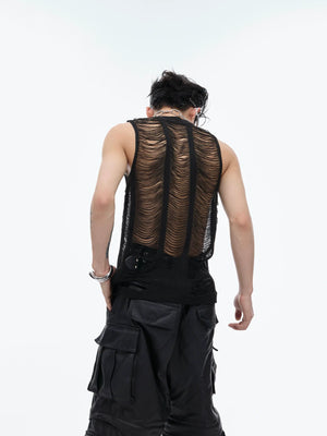 Cutout Knit Tank Top | Sleeveless Summer Layer - main image 3
