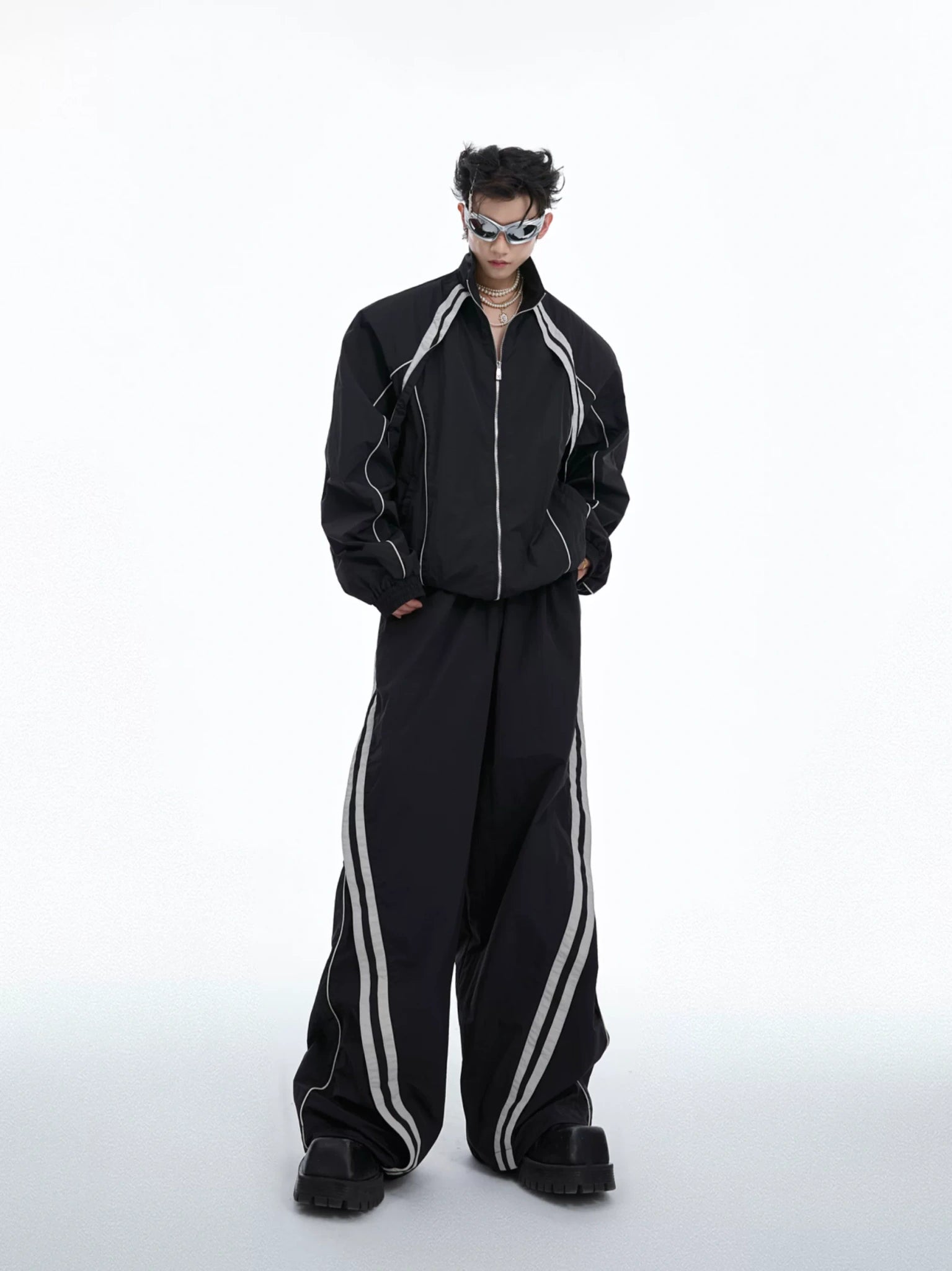 Color-Blocked Nylon Shirt and Pants Separates - main image 2