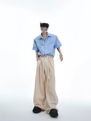 Deconstructed Double-Collar Pleated Shirt | Relaxed Fit - main image 4