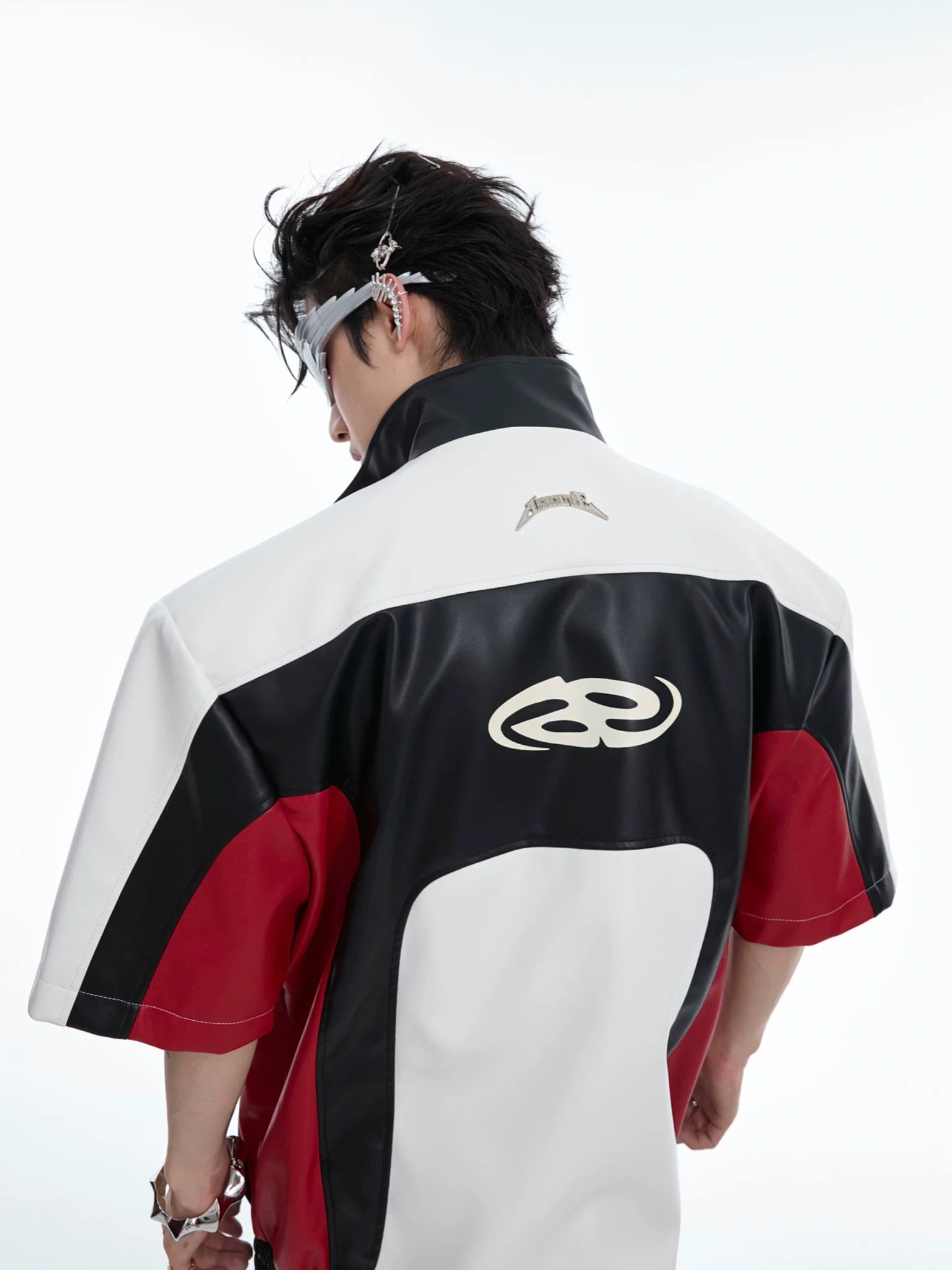 Color-Block Faux Leather Jacket | Relaxed Streetwear - main image 2