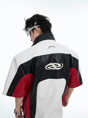 Color-Block Faux Leather Jacket | Relaxed Streetwear - main image 2