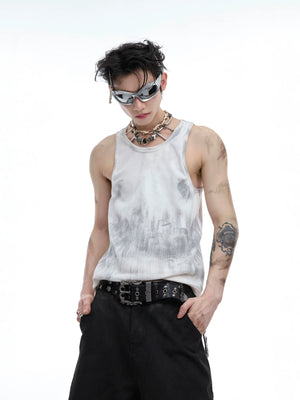Distressed Ribbed Tank Vest | Slim-Fit Cotton Blend - main image 1