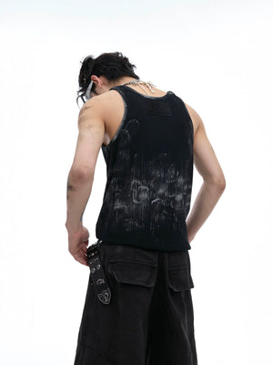Distressed Ribbed Tank Vest | Slim-Fit Cotton Blend - main image 4