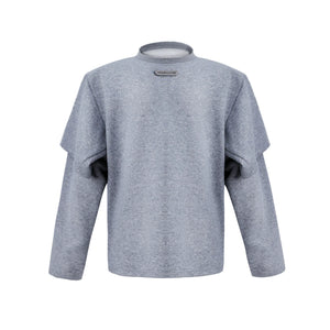 Deconstructed Two-Layer Crewneck Sweatshirt | ARGUE - Gray