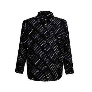 Deconstructed Long-Sleeve Pajama Set in Black or White - Black Top