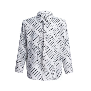 Deconstructed Long-Sleeve Pajama Set in Black or White - White Top