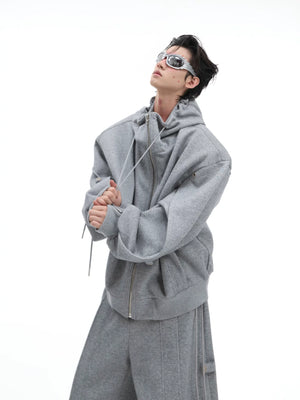 Deconstructed Drawstring Hoodie | Relaxed Cotton Blend - main image 1