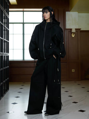Deconstructed Drawstring Hoodie | Relaxed Cotton Blend - main image 2