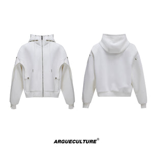 Deconstructed Drawstring Hoodie | Relaxed Cotton Blend - White Hoodie
