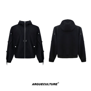 Deconstructed Drawstring Hoodie | Relaxed Cotton Blend - Black Hoodie