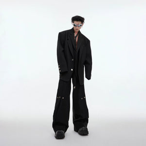 Deconstructed Relaxed Suit Set with Peaked Lapels - main image 4