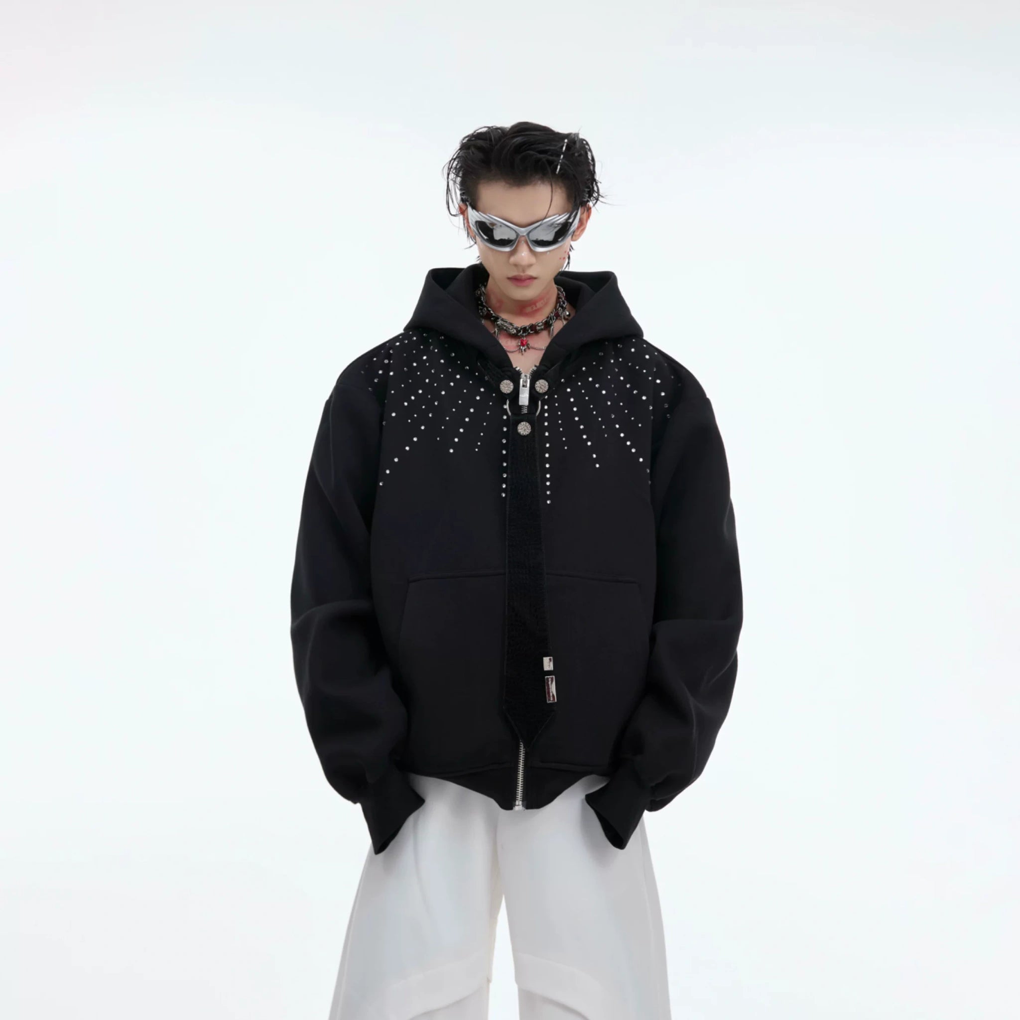 Relaxed Hooded Jacket with Detachable Tie Detail - main image 1
