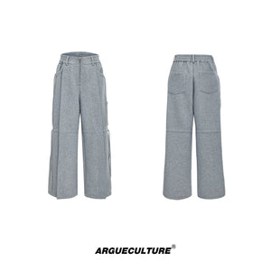 Loose Hoodie and Wide-Leg Pants Set | Streetwear - Gray Pants