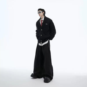 Oversized V-Neck Cotton-Wool Knit Cardigan Sweater - main image 4