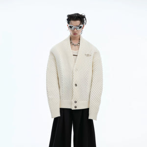 Relaxed Ribbed V-Neck Cardigan Sweater | Unisex - main image 1