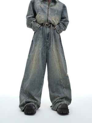 Washed Deconstructed Denim Jacket with Zip Front - main image 5