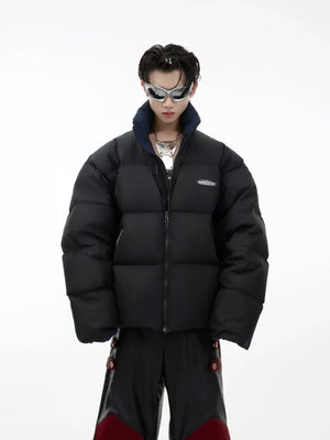 Reversible Short Puffer Jacket with White Duck Down - main image 3