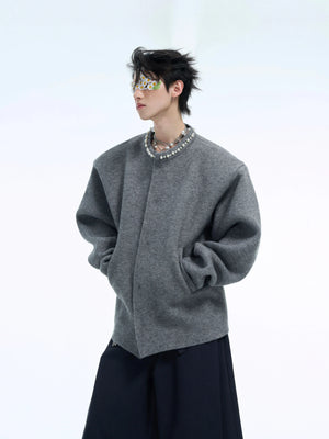 Pearl-Trimmed Short Cardigan Sweater | Argue Culture - Gray