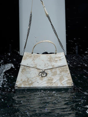 Embossed PU Tote Bag with Metal Clasp | Crossbody Style - main image 5