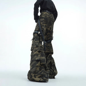 Green Camouflage Belted Cargo Pants | Streetwear - main image 2