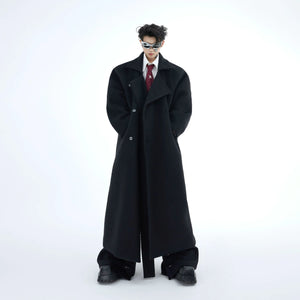 Longline Wool-Blend Overcoat with Dropped Shoulders - main image 3