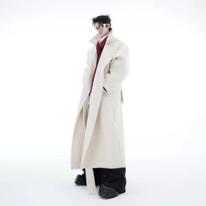 Longline Wool-Blend Overcoat with Dropped Shoulders - main image 4