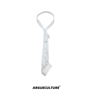 Metal Rivet Tassel Bolo Tie | Avant-Garde Accessory - White Tie