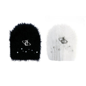Fuzzy Knit Flat-Brim Hat with Geometric Color Blocking - main image 5