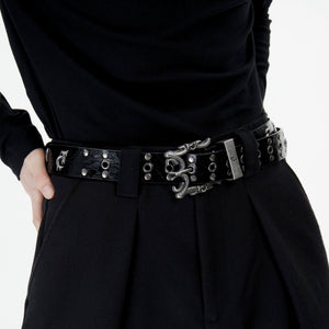 Retro Metal Logo Studded Belt for Punk Streetwear - main image 3