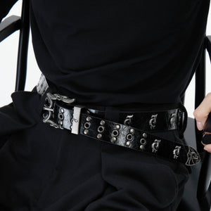 Retro Metal Logo Studded Belt for Punk Streetwear - main image 5