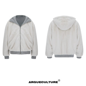 Reversible Hooded Quilted Jacket | Plush Cotton Blend - Gray Jacket