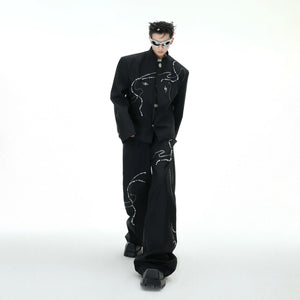 Snake Motif Relaxed Suit Jacket and Wide-Leg Bottoms - main image 2