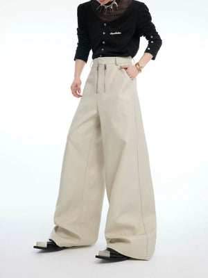 Metal Double-Zip Textured Straight-Leg Trousers - main image 5