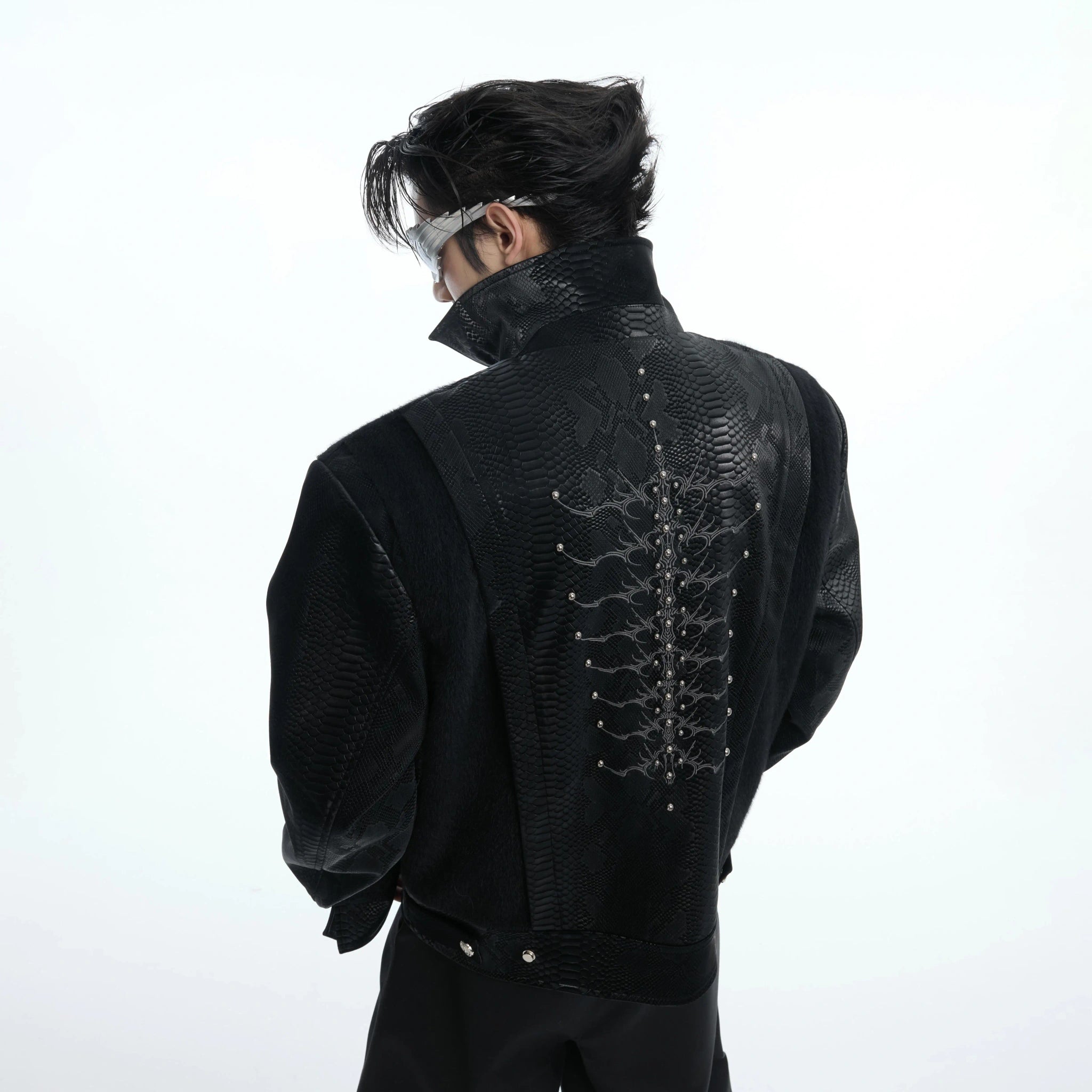 Snake-Texture PU Patchwork Jacket | Zip Streetwear - main image 1