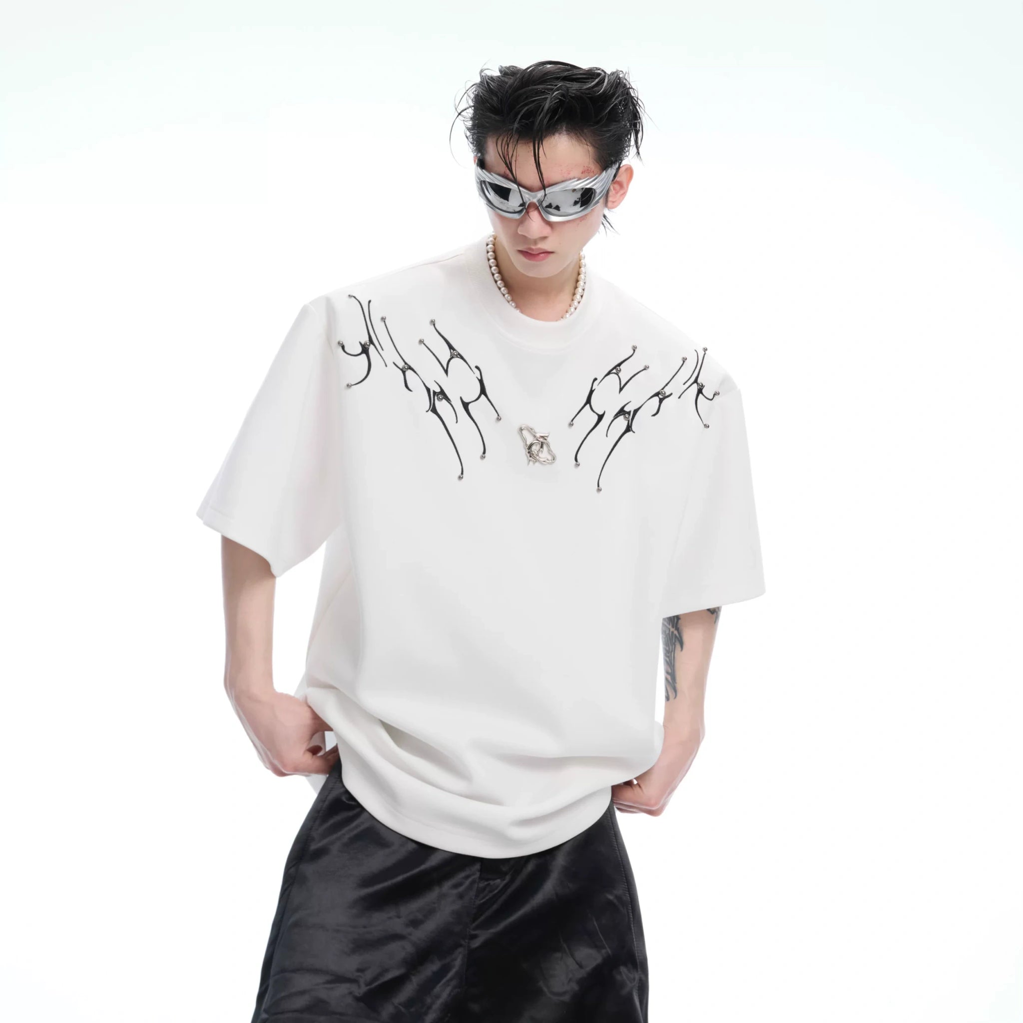 Spinal Bone Embroidered Oversized T-Shirt | Argue - main image 2