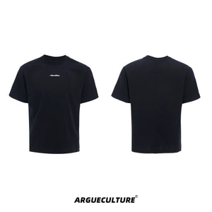 Boxy Cotton T-Shirt with Embroidered Spine Detail - Black