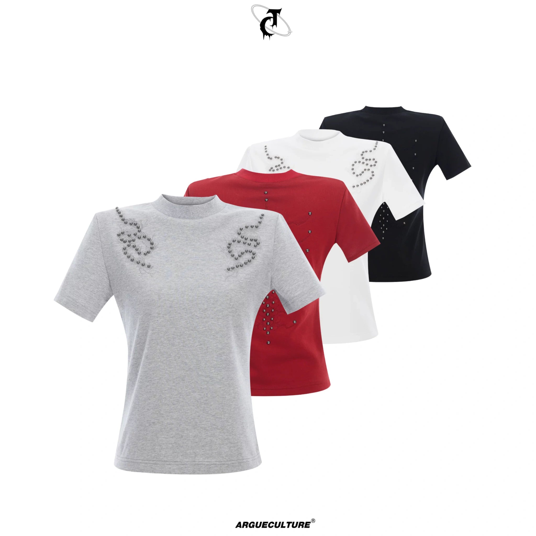 Spine Embroidered Fitted T-Shirt | Unisex Streetwear - main image 1