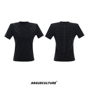 Spine Embroidered Fitted T-Shirt | Unisex Streetwear - Black Top