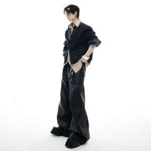 Faux Two-Piece Striped Shirt with Studded Collar Details - main image 5