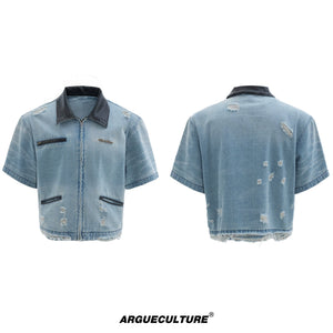 Washed Denim Jacket and Trouser Set | Streetwear - Washed Blue Jacket